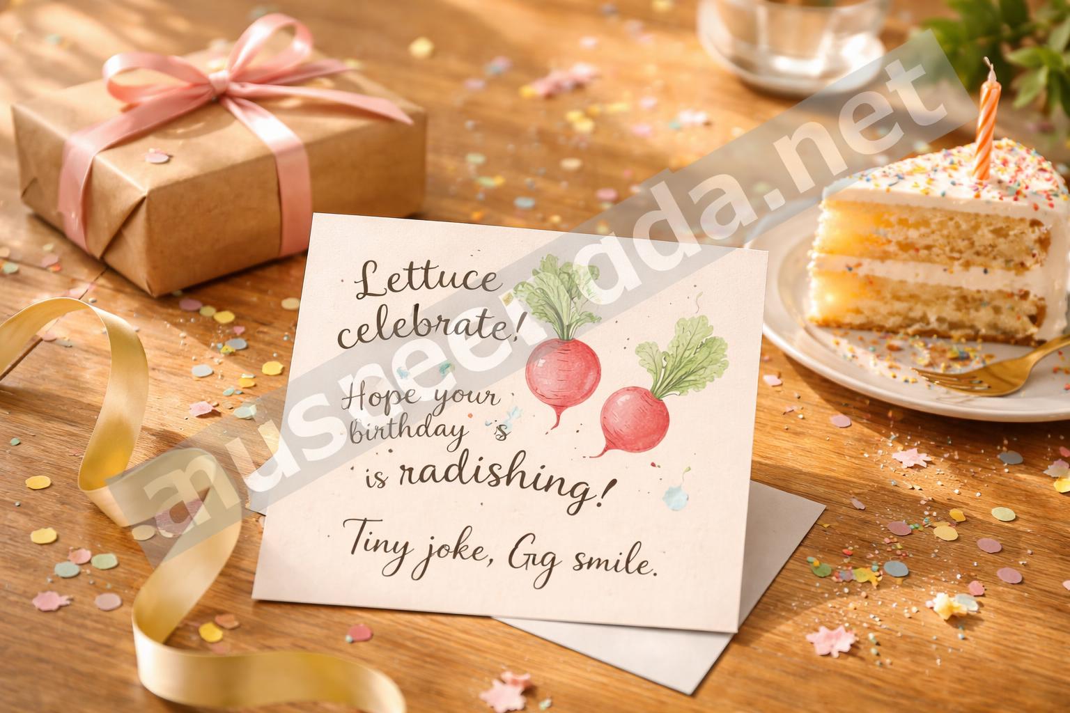 Punny birthday card gift setup