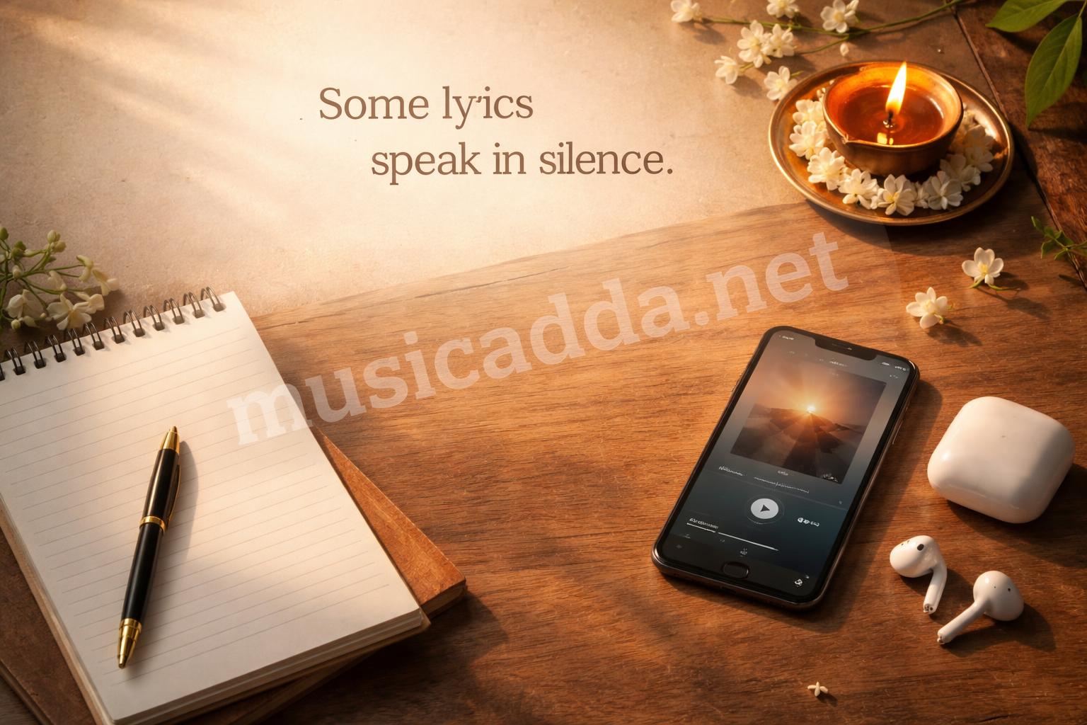 Radhimaa song lyrics flat lay