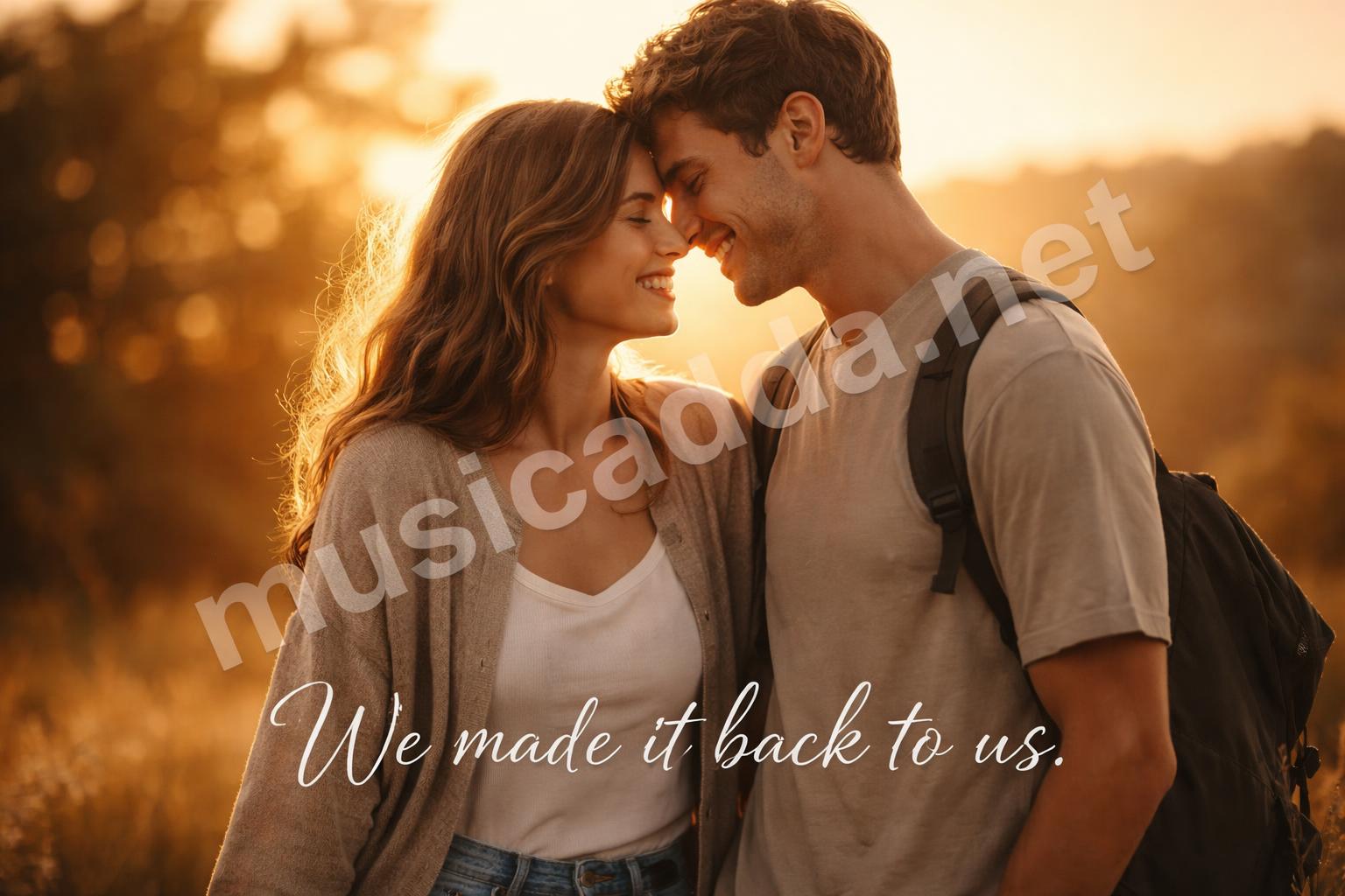 Reunion smile long distance couple sunset