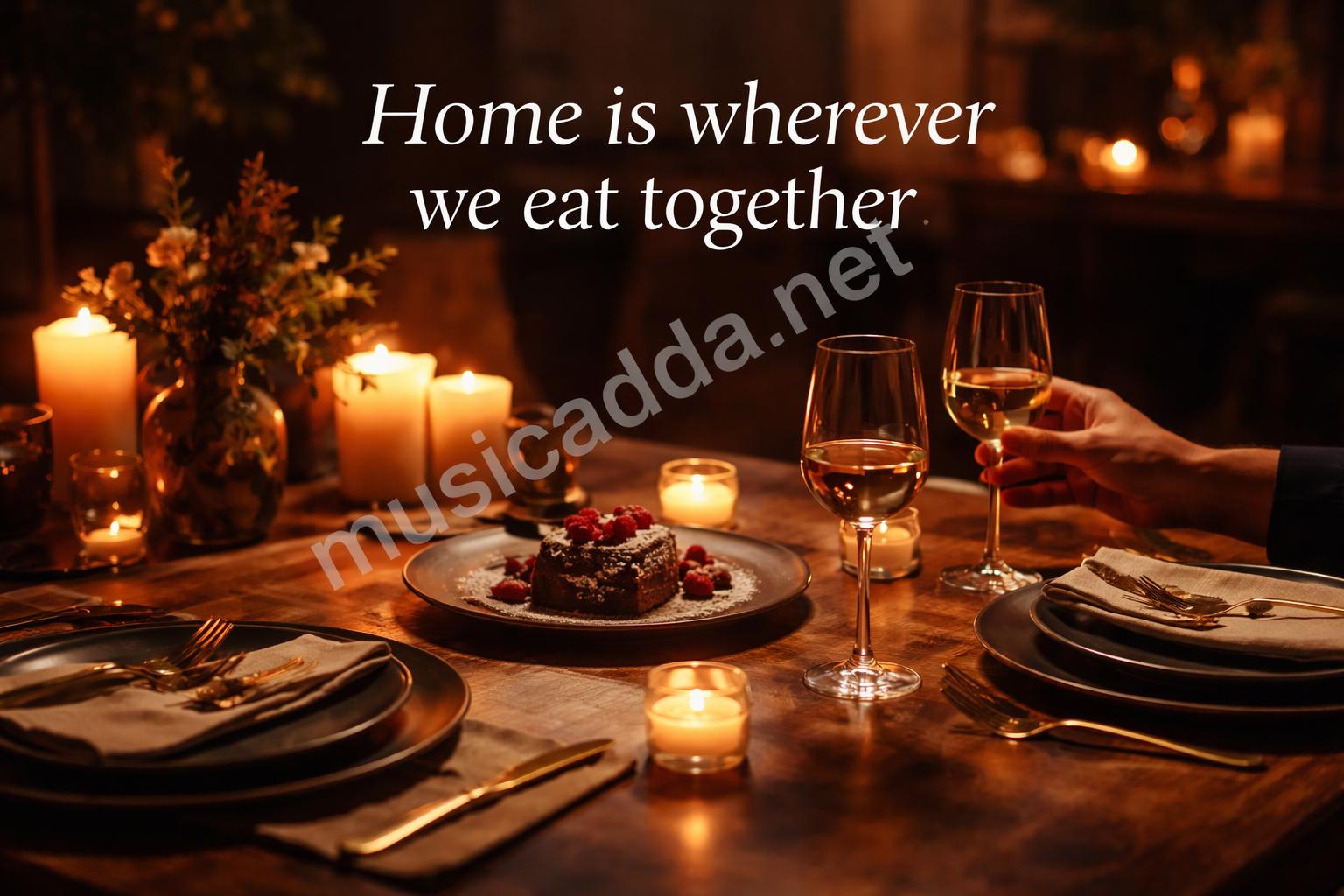 Romantic candlelight dinner couple table