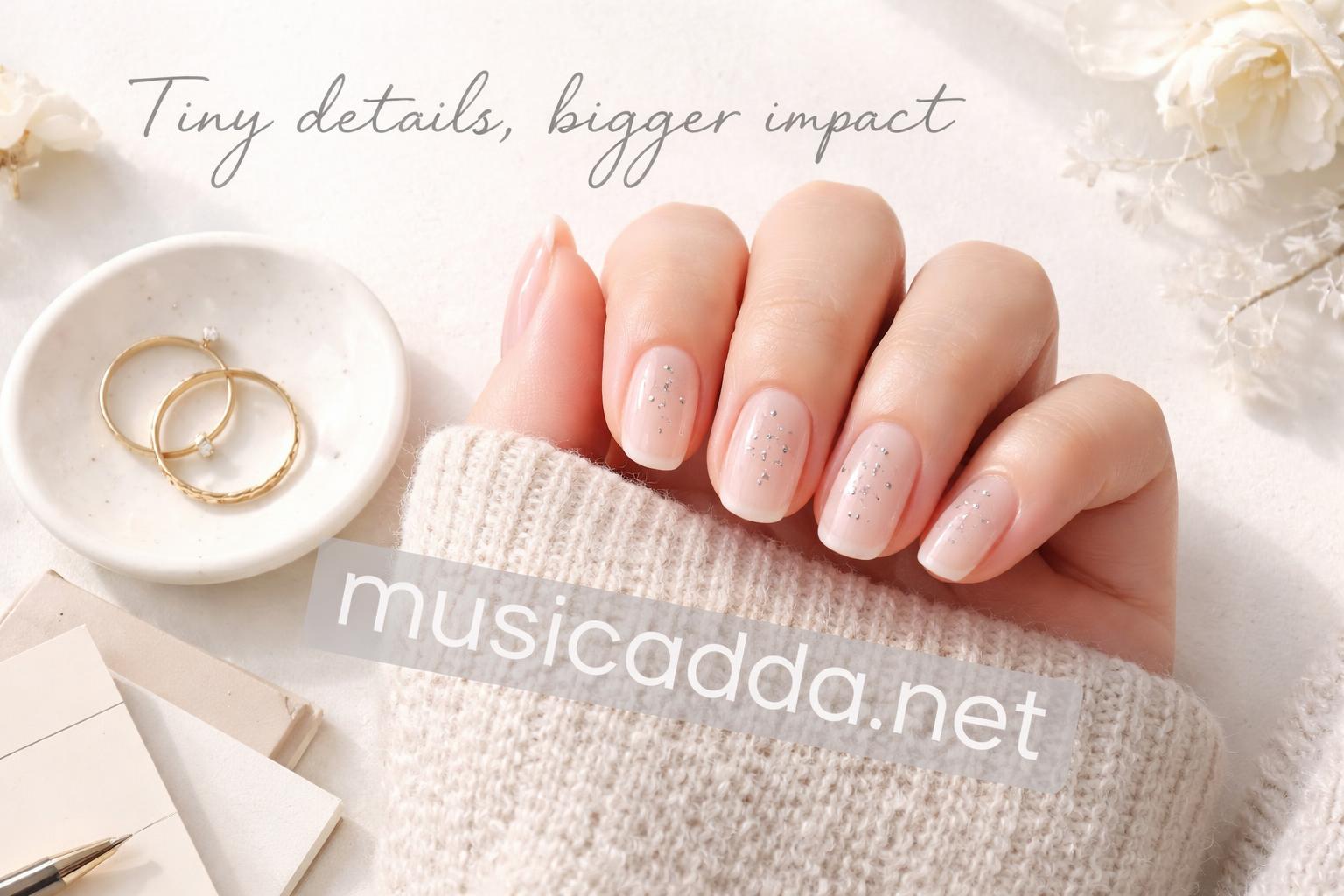 Sheer clear base tiny star nails