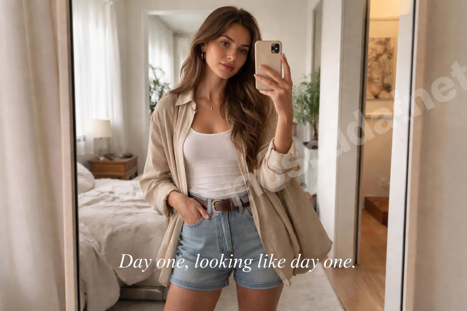 Short first day school selfie outfit