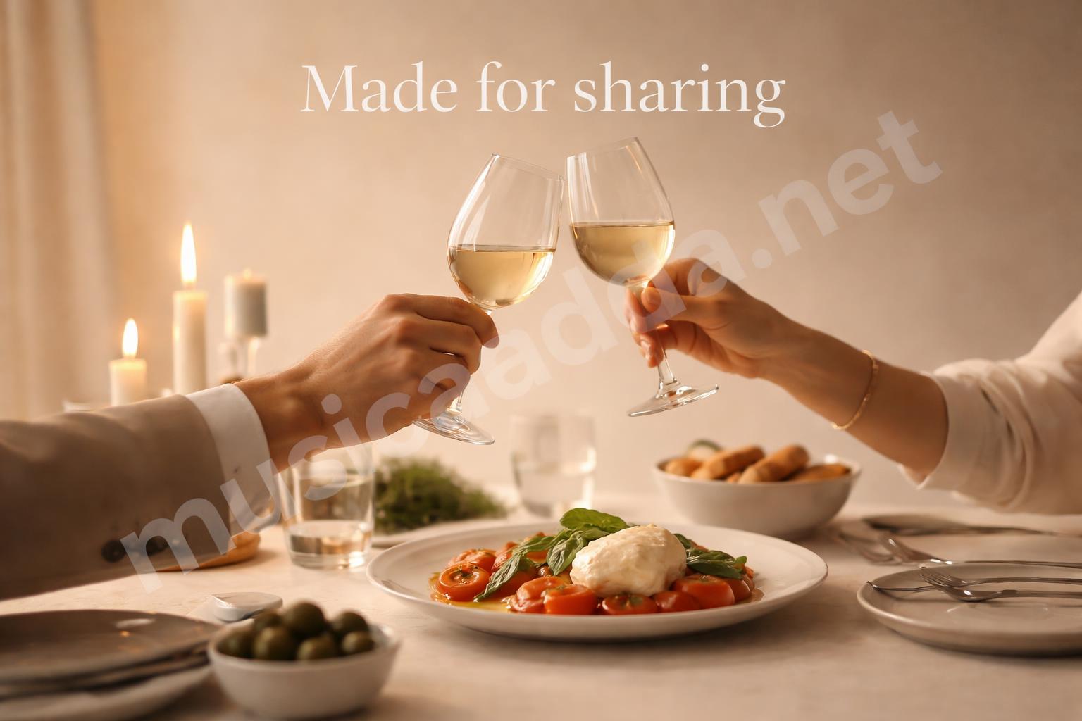 Short love caption style over couples dinner