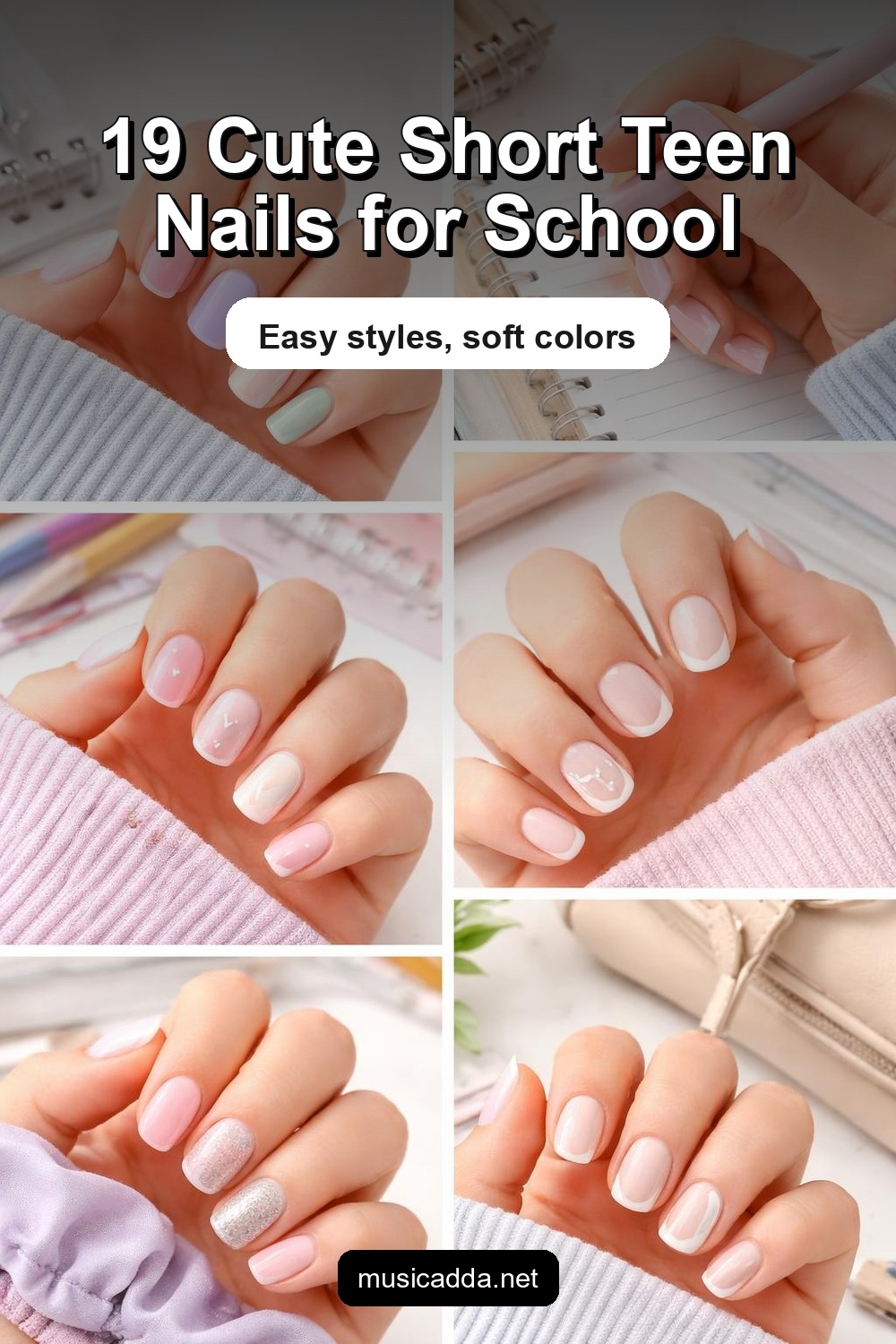 Pinterest image for 19 Short Teen Nails That Are Cute and School-Friendly