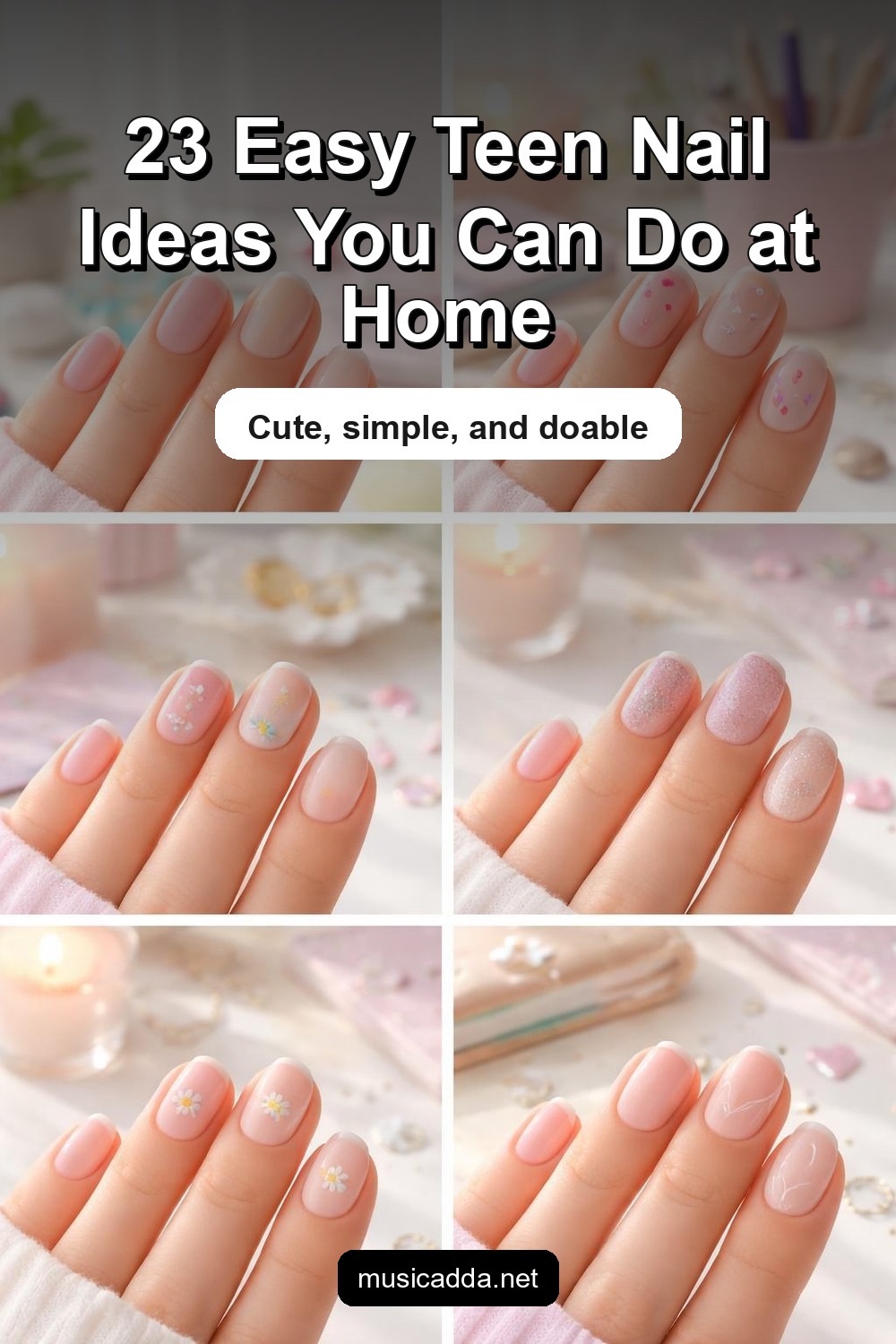 Pinterest image for 23 Simple Teen Nail Ideas You Can Recreate at Home