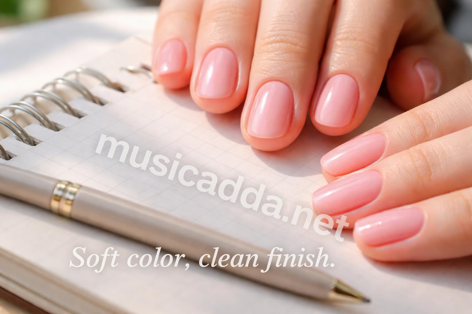 Soft pink gloss press on nails teens