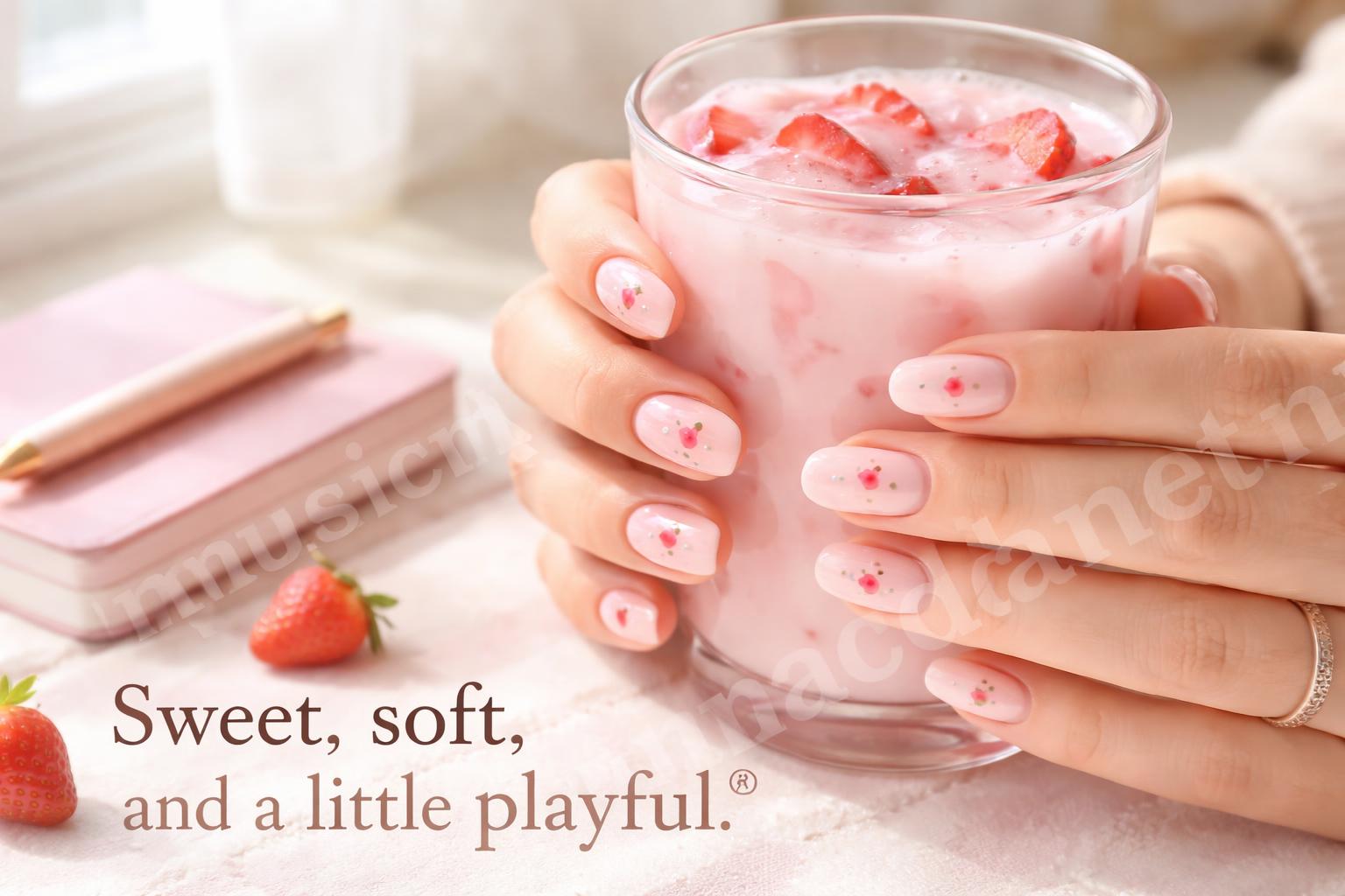 Strawberry milk pastel teen nails