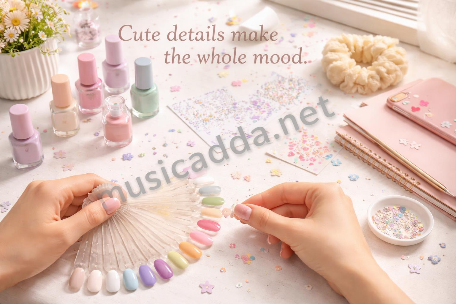 Teen cute nail inspo hero flatlay