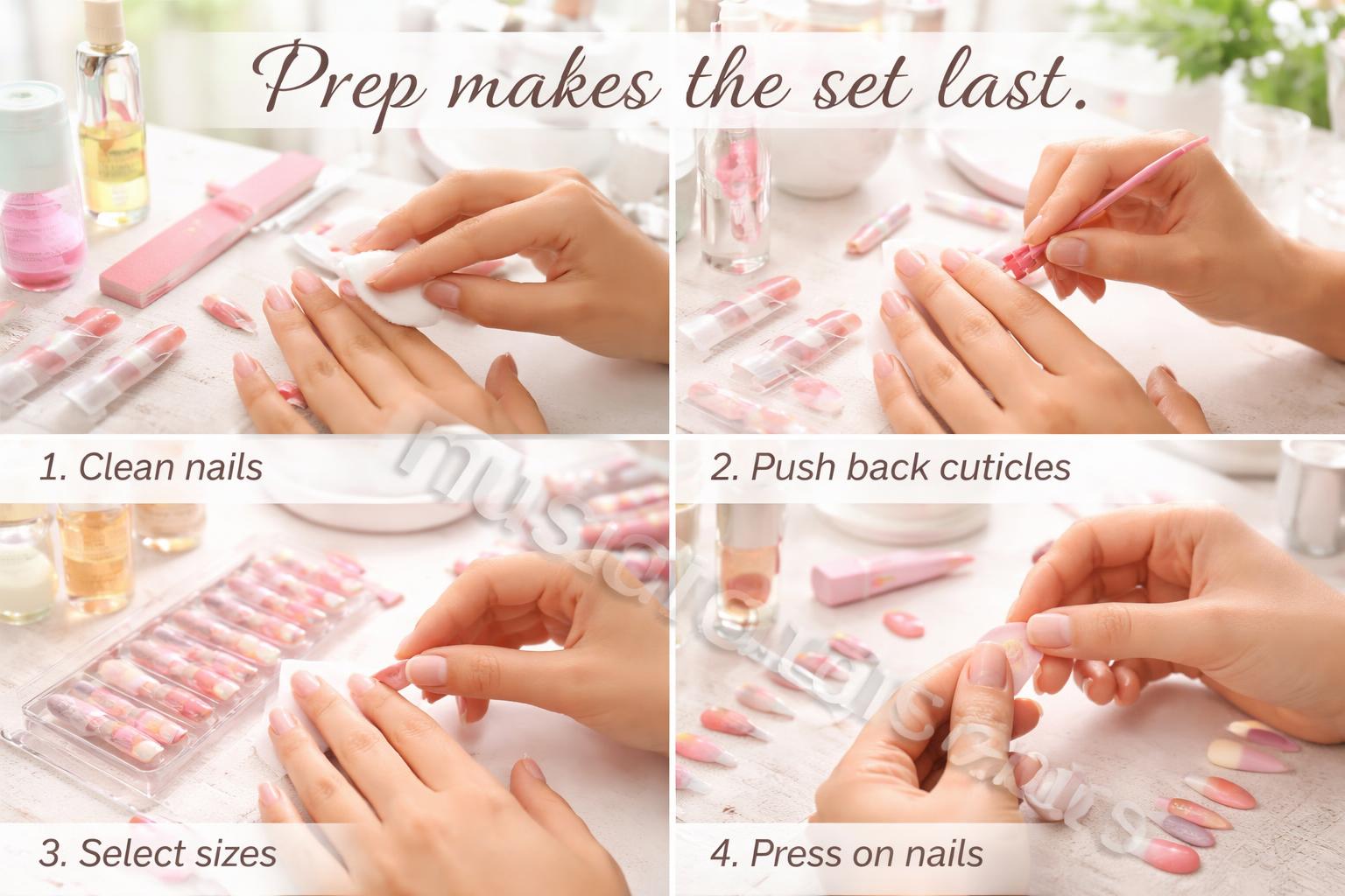 Teen nail prep and application steps
