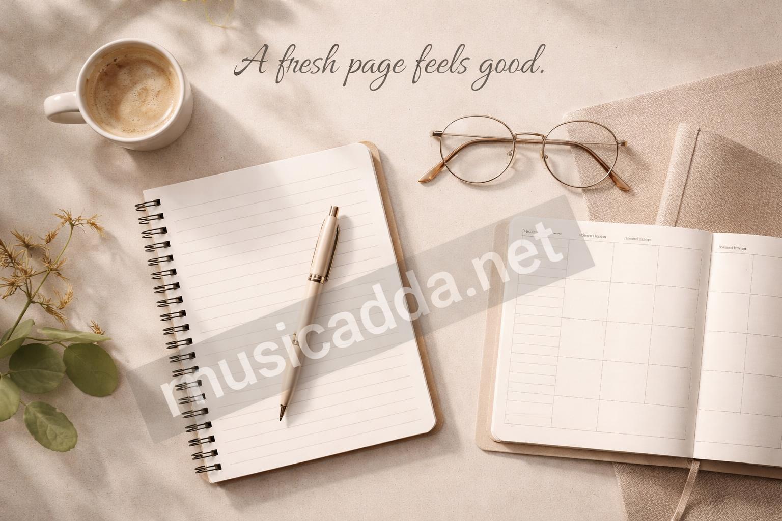 Thoughtful first day school notebook flatlay