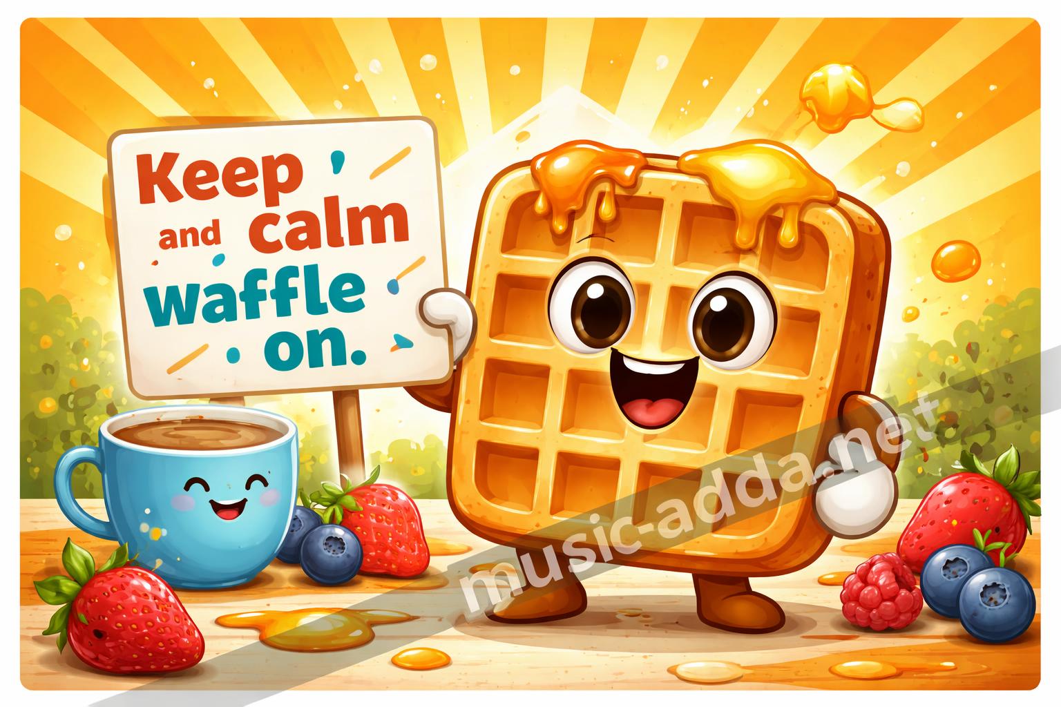 Waffle caption puns shareable poster