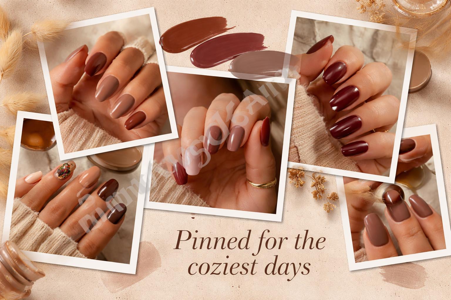 Abstract brown and burgundy pinterest nail board