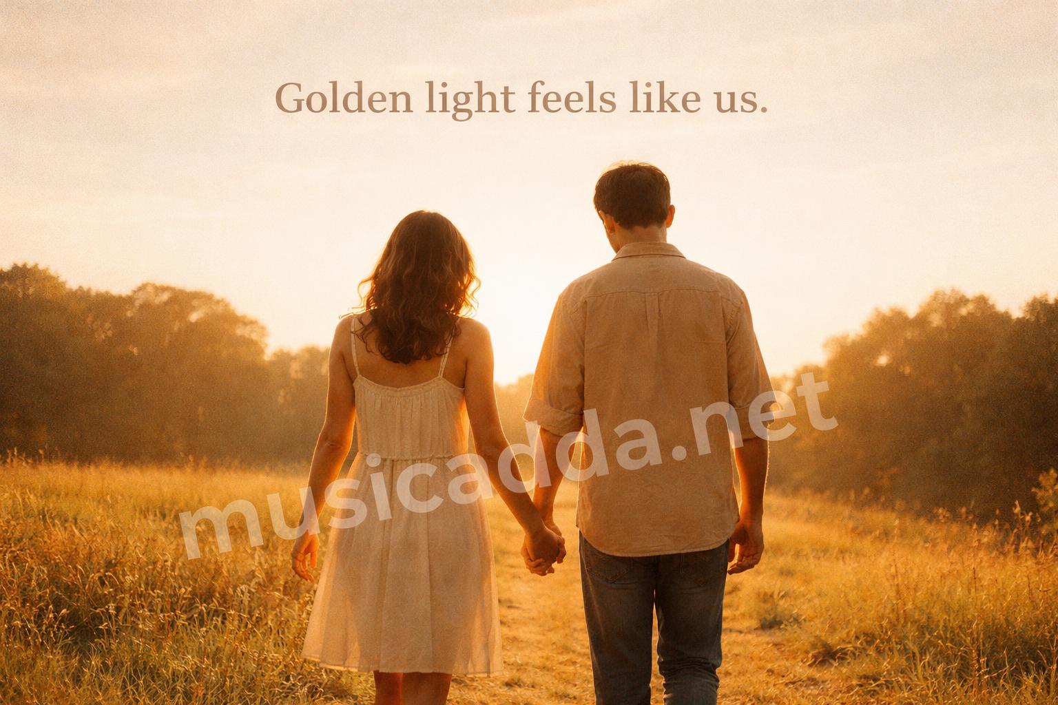 Aesthetic golden hour couple captions