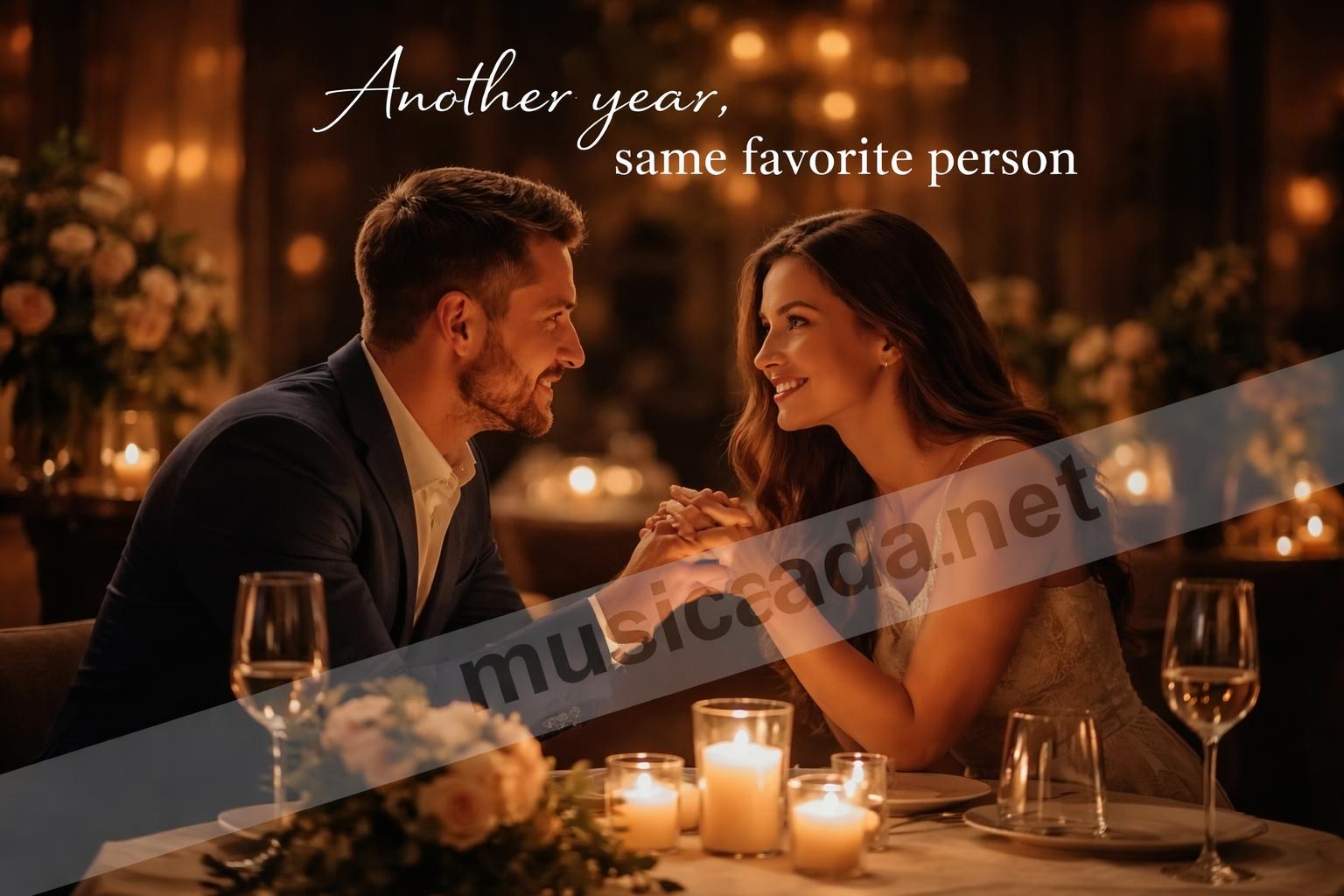 Anniversary love captions couple candlelight