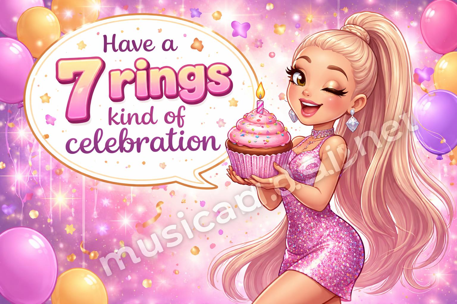 Ariana grande birthday pun card cartoon