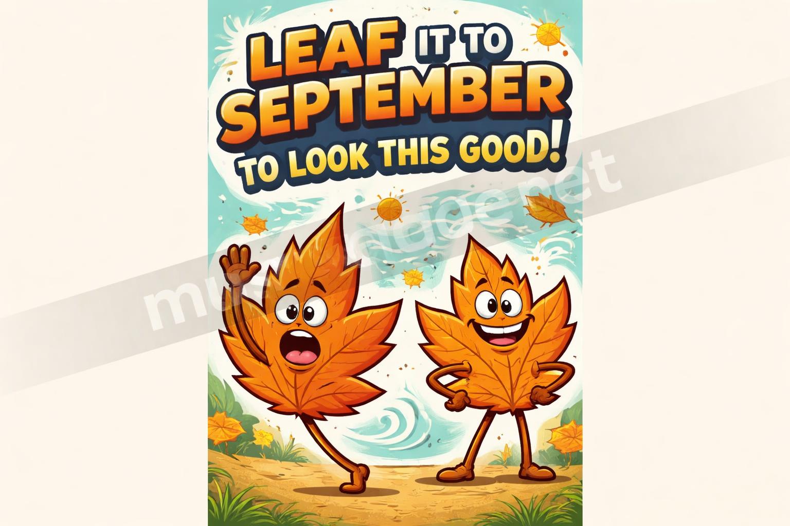 Autumn leaf september pun poster