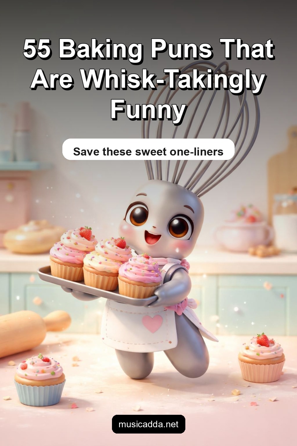 Pinterest image for 55 Baking Puns That Are Whisk-Takingly Funny