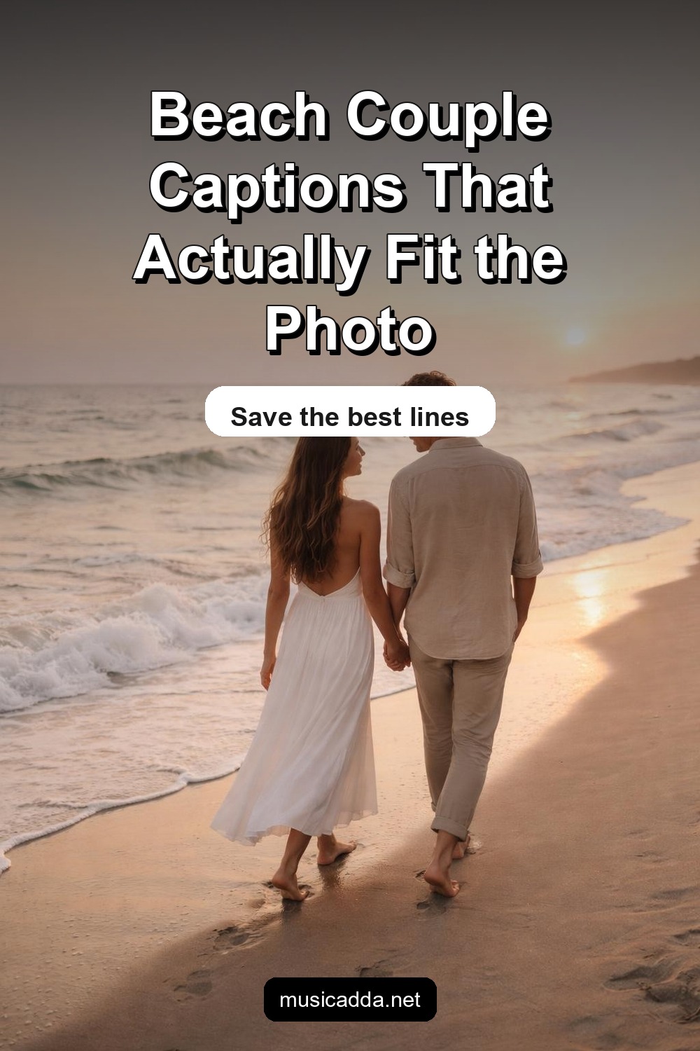 Pinterest image for Love Captions for Beach Vacation Couple Photos