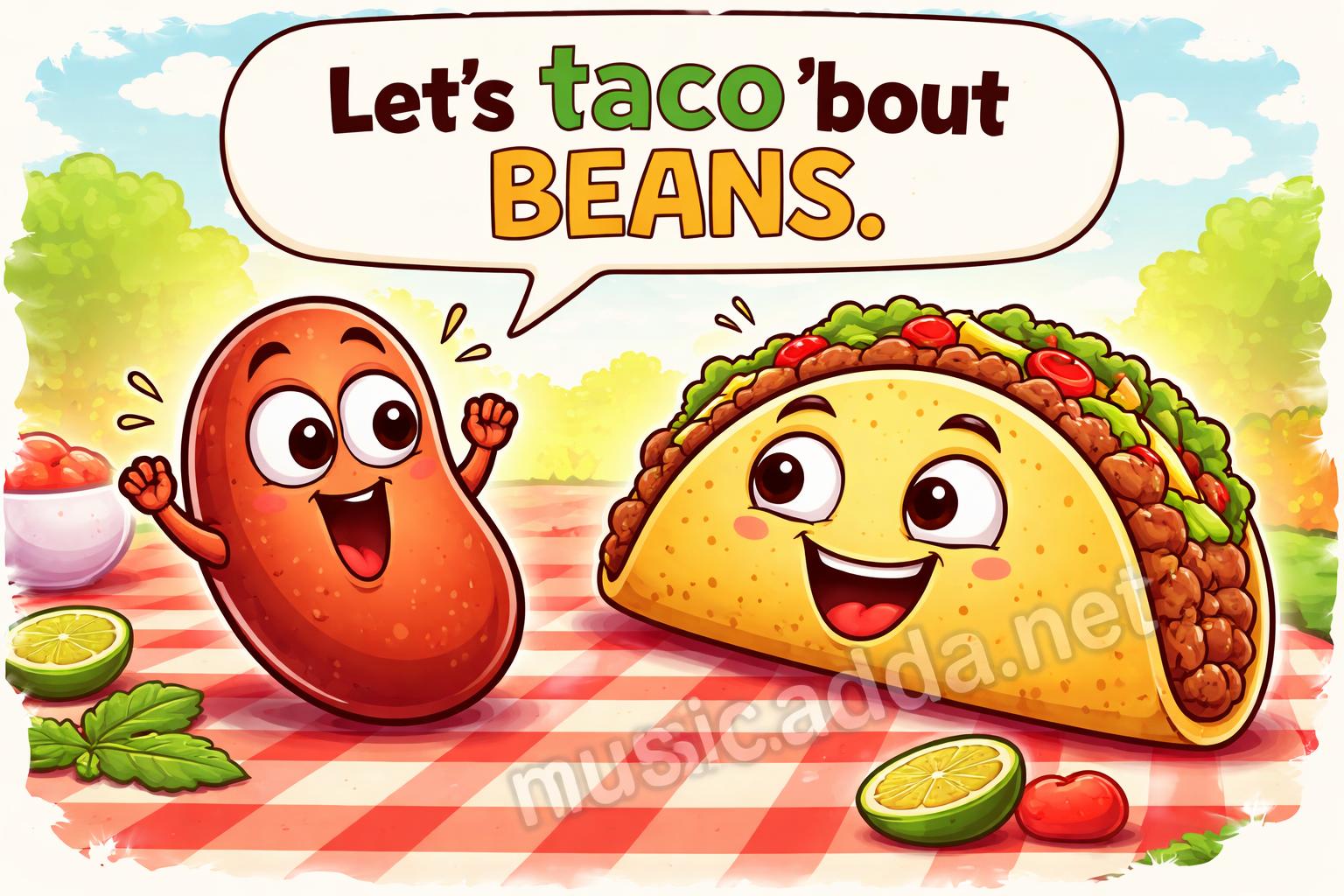 Bean and taco cartoon reaction