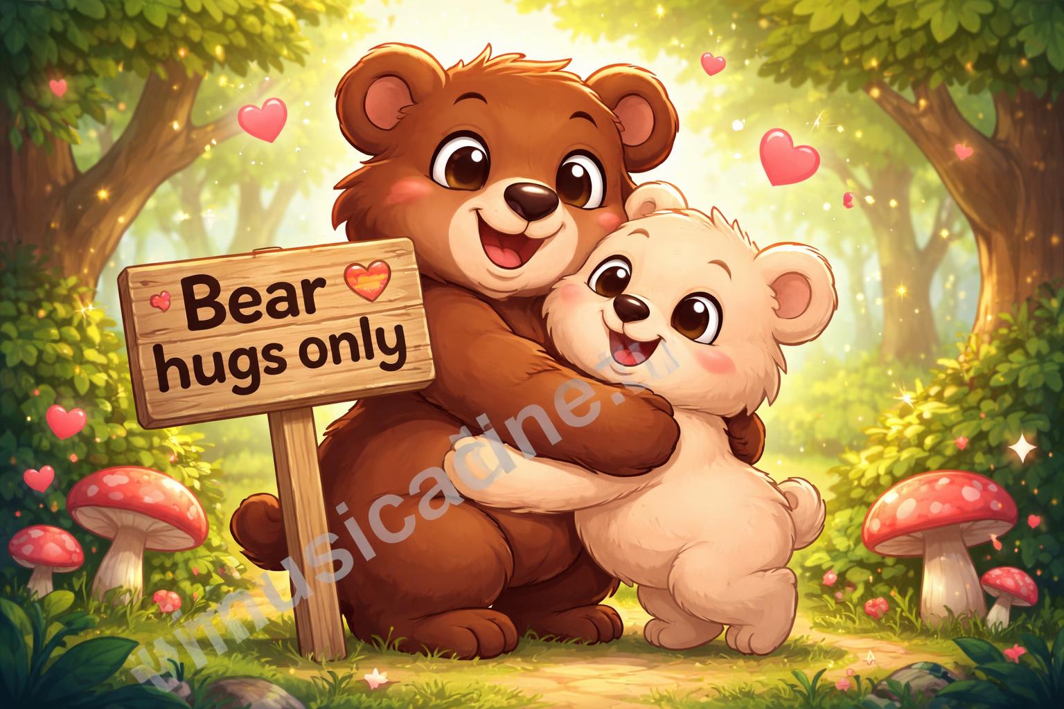 Bear hugs pun cartoon