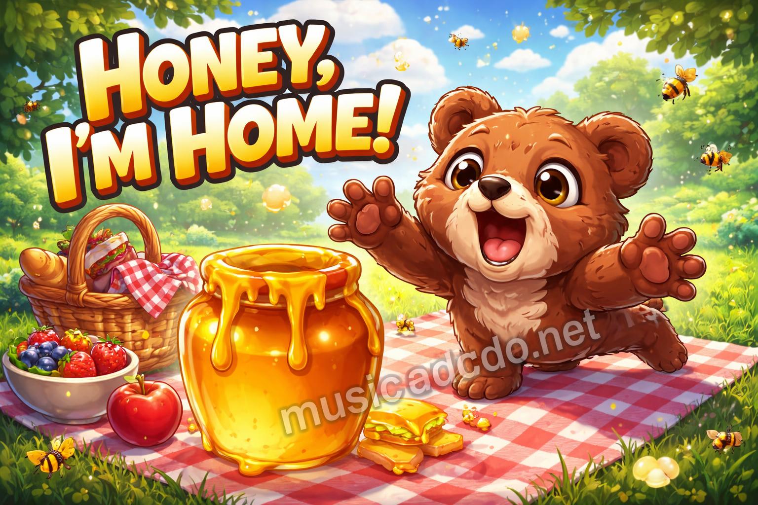 Bear picnic honey joke cartoon