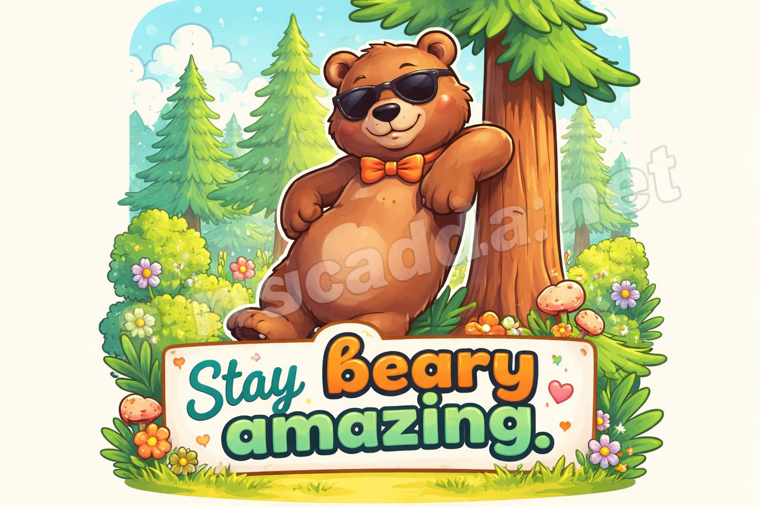 Bear pun social post cartoon