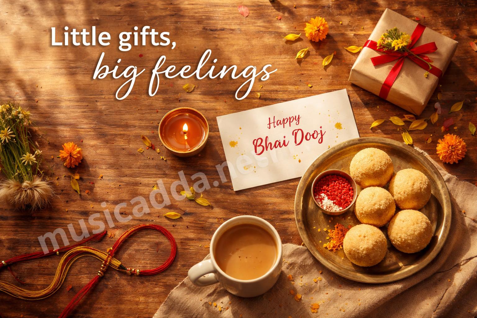 Bhai dooj gift rakhi style flat lay