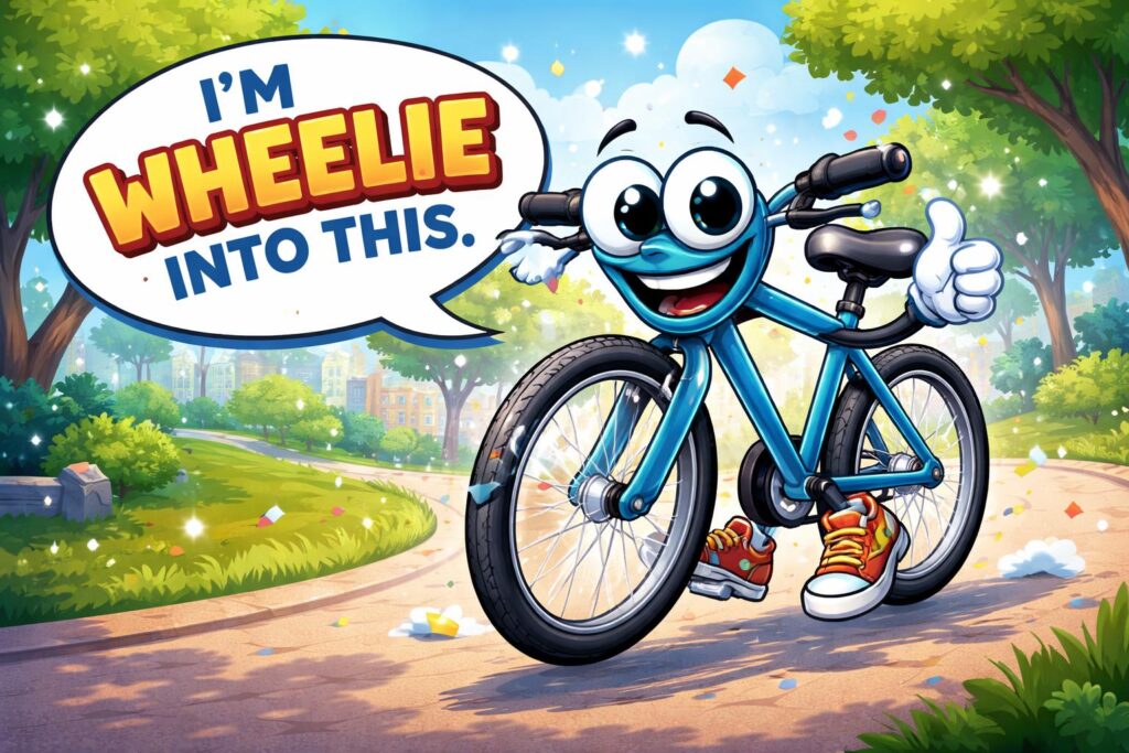 Bike puns hero cartoon laughter
