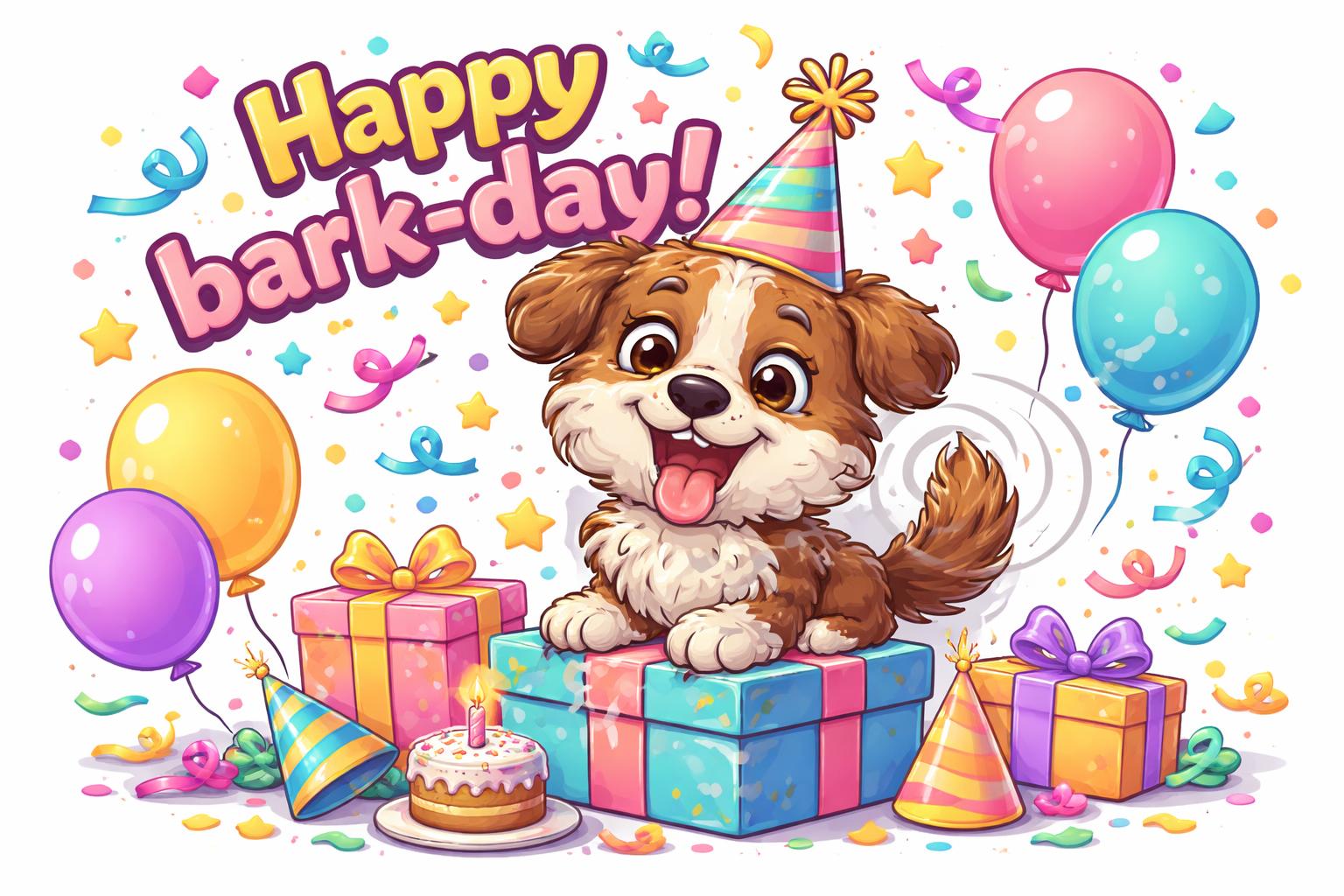 Birthday puppy happy bark day cartoon