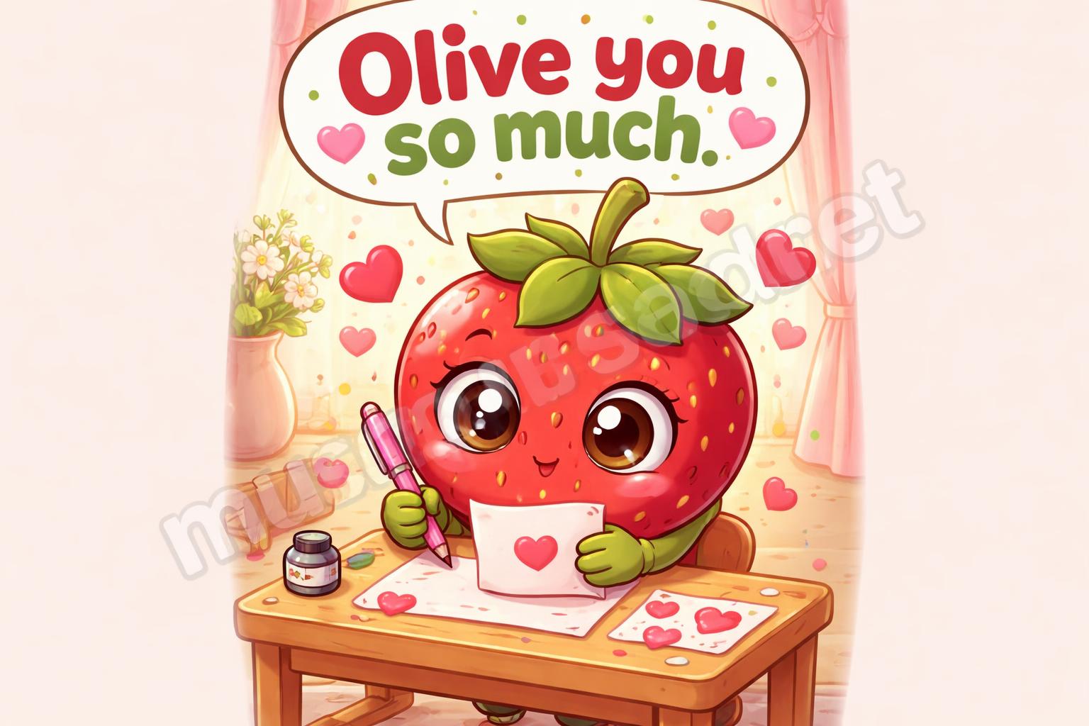 Blushing strawberry love note