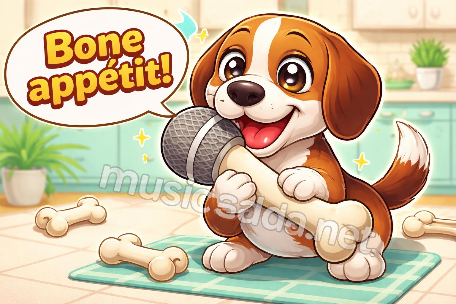 Bone themed dog puns cartoon dog
