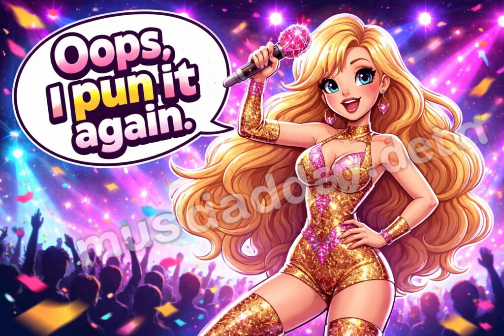 Britney spears puns hero stage pose