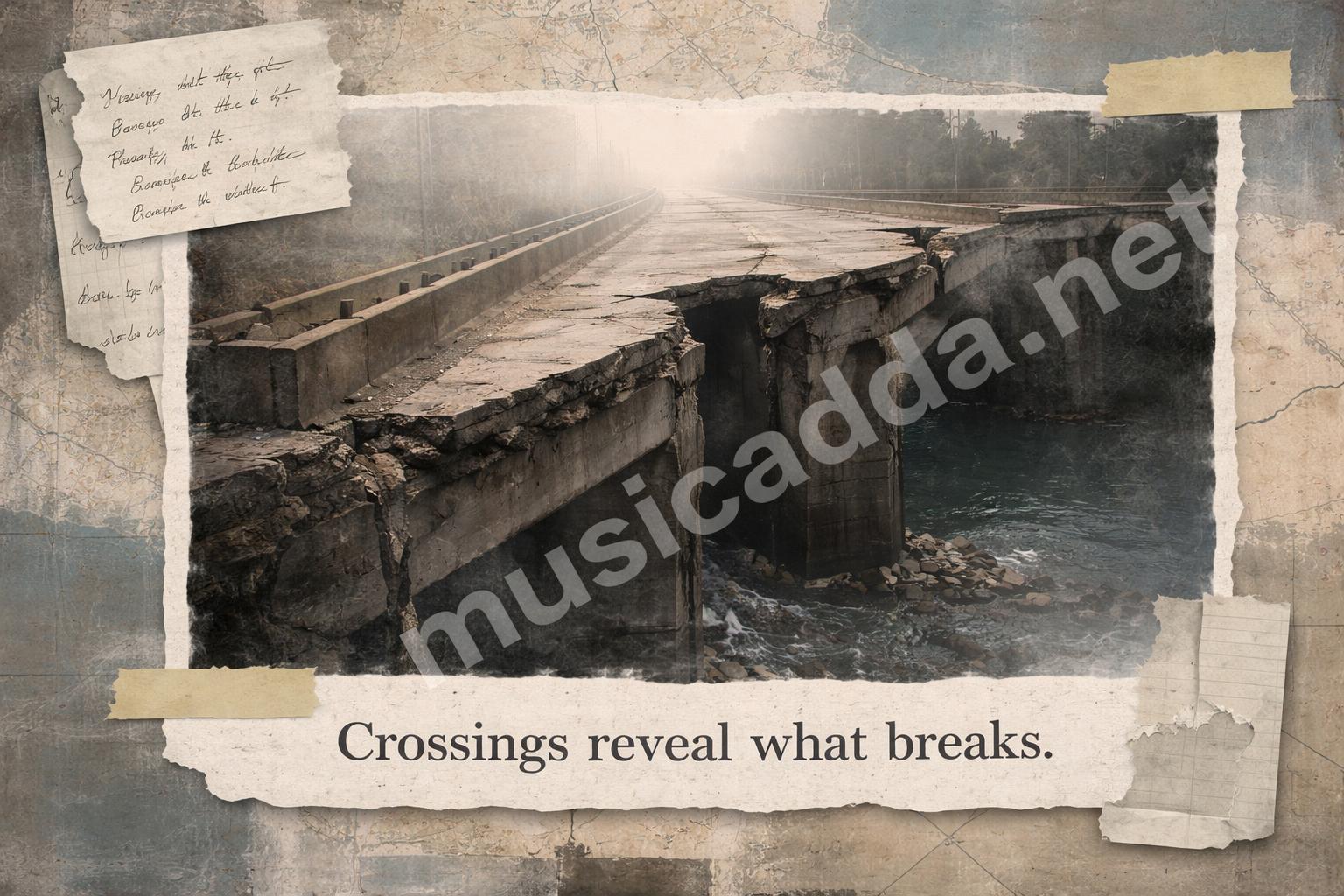Broken bridge symbolism mood board
