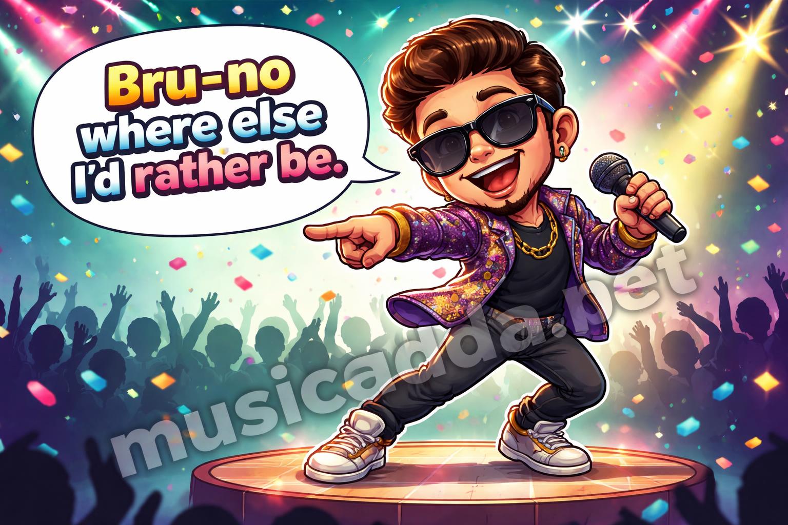 Bruno mars party pun cartoon