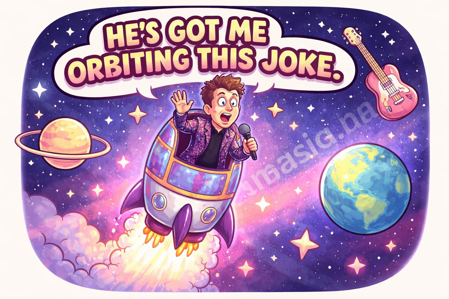 Bruno mars space orbit cartoon