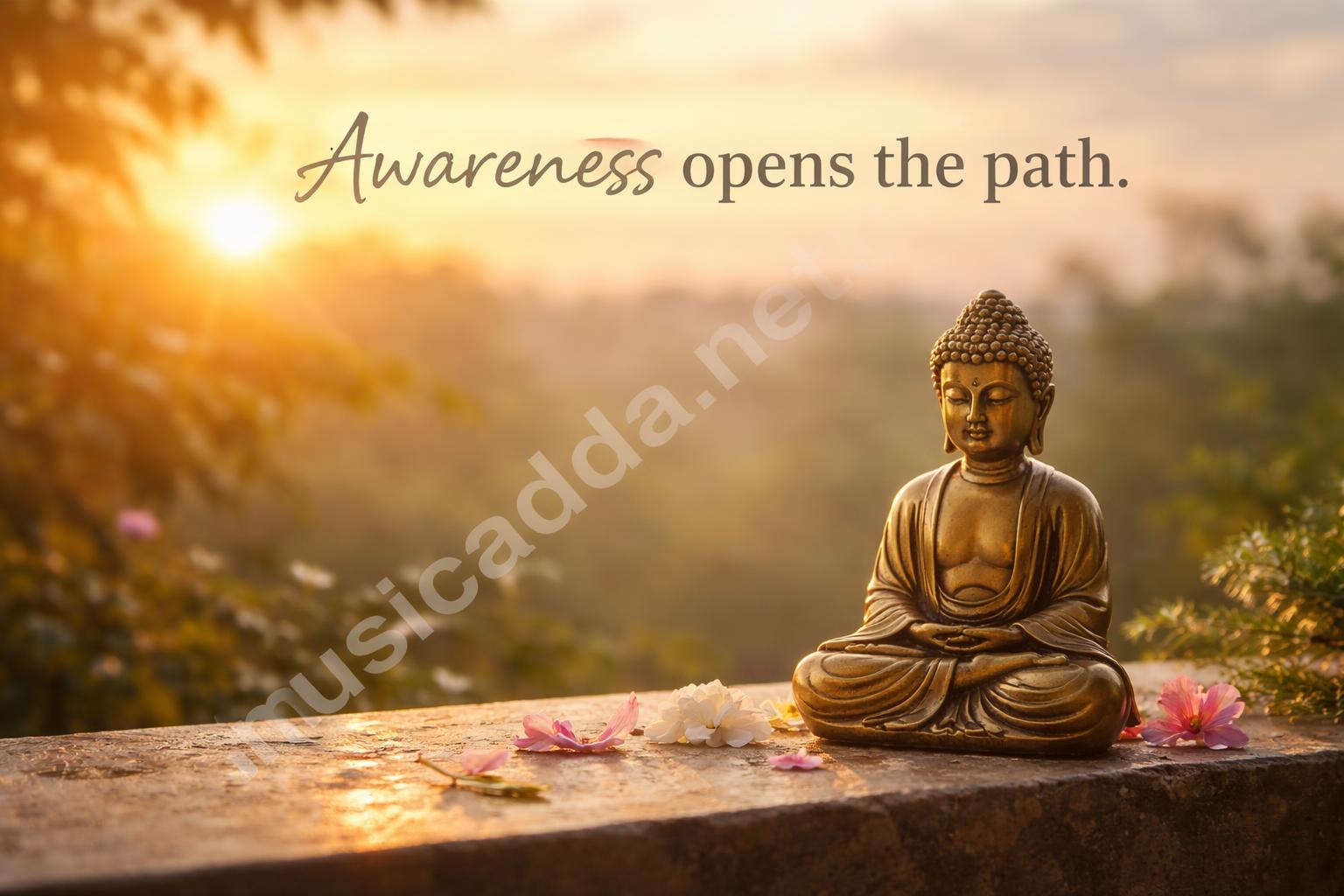 Buddha purnima golden statue sunrise