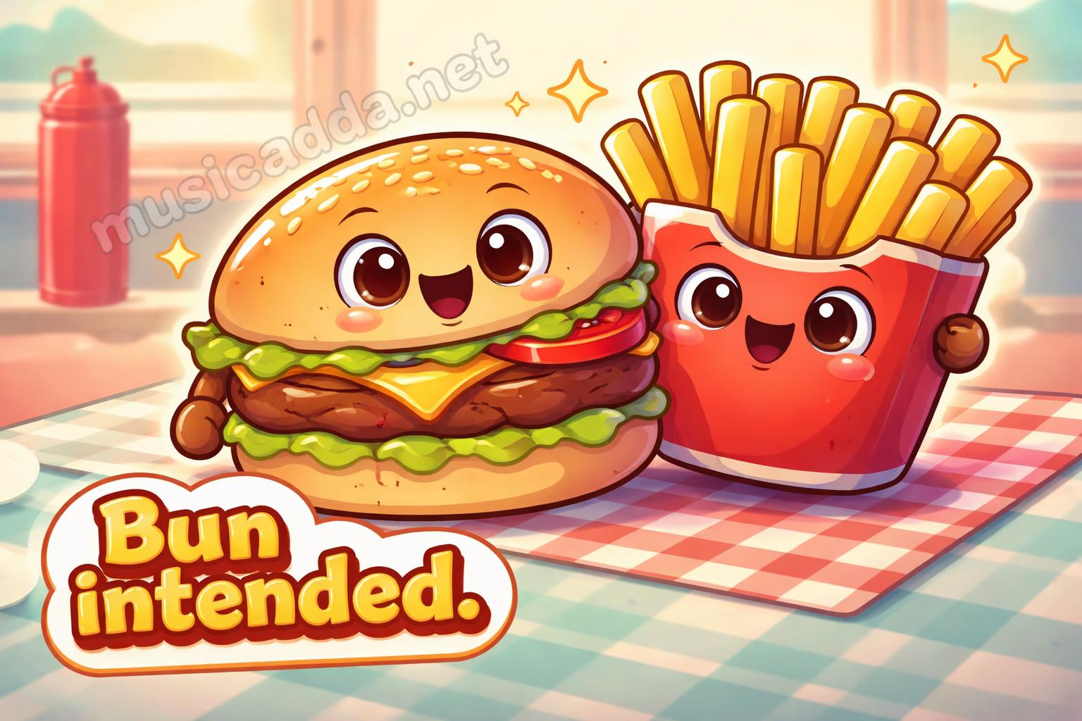 Burger caption puns social post
