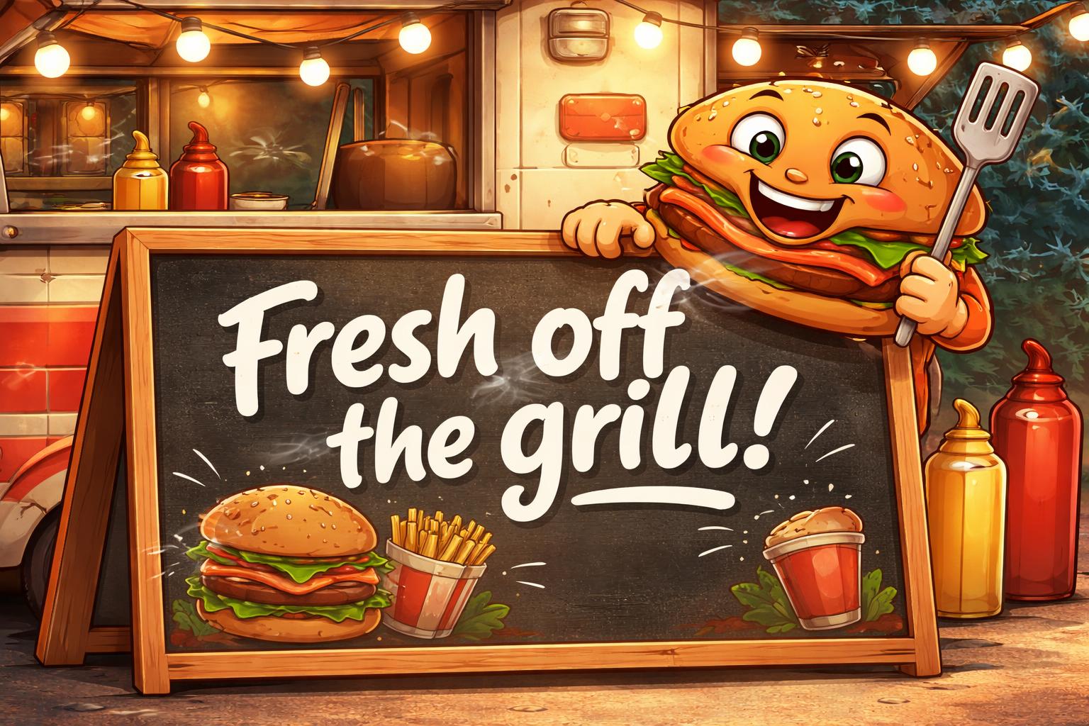 Burger menu board pun illustration