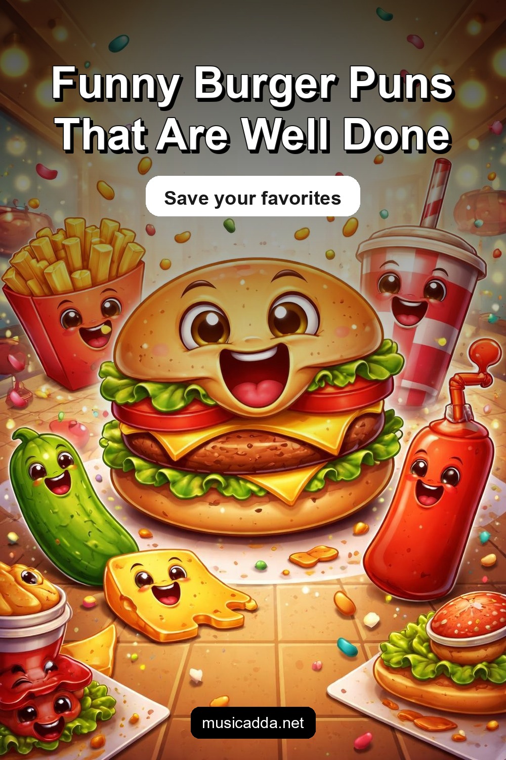 Pinterest image for Funny Burger Puns That Are Well Done