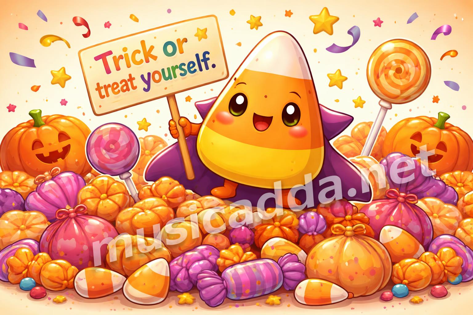 Candy halloween puns treat bag cartoon