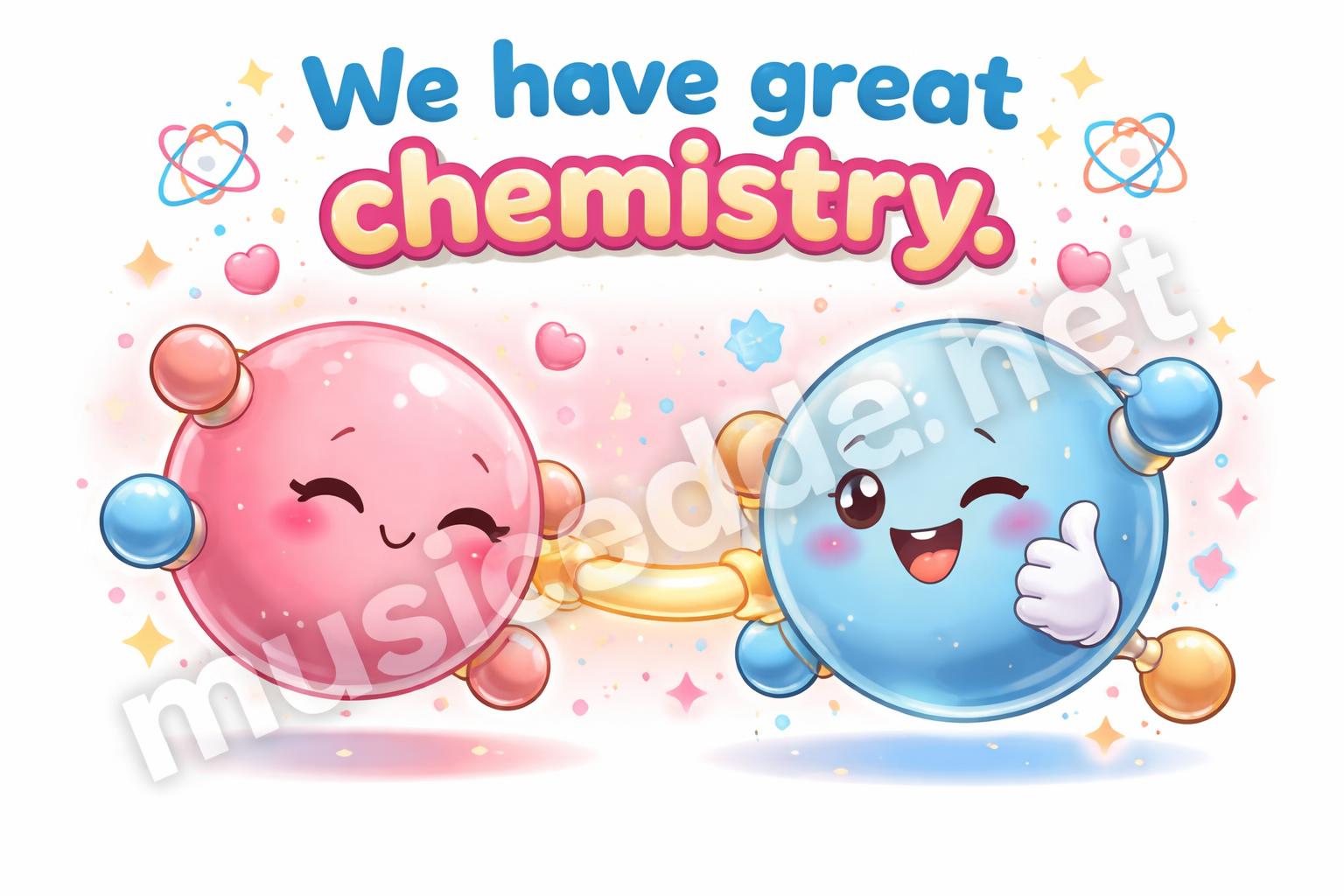 Chemistry bonding couple cartoon