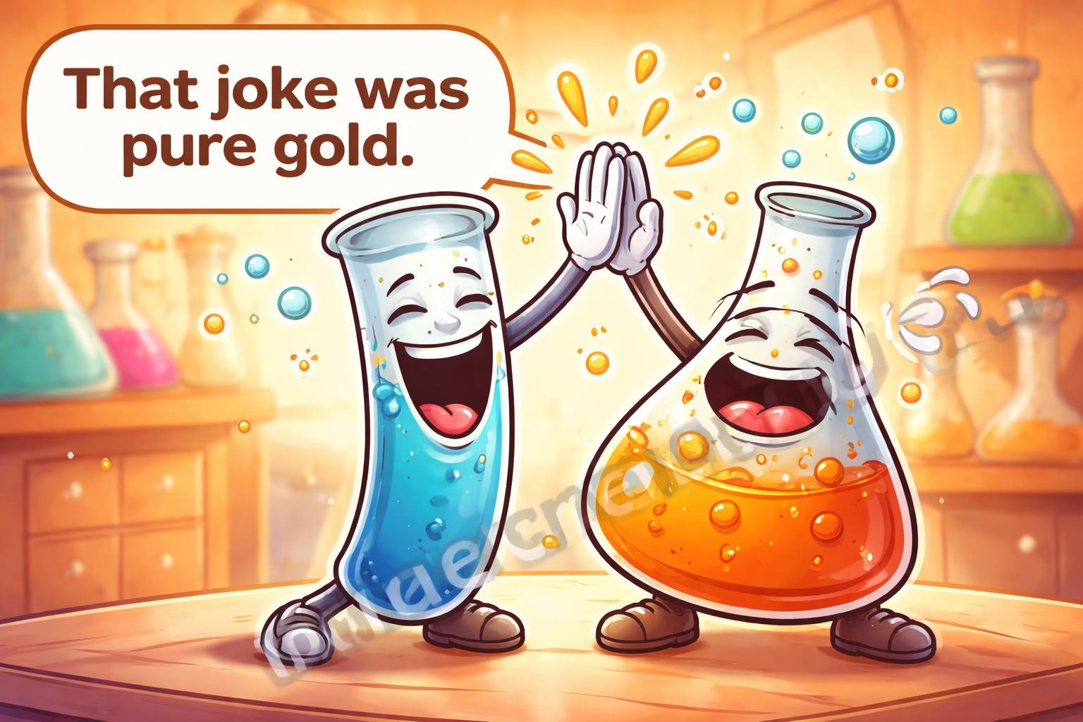 Chemistry pun final groan laugh cartoon