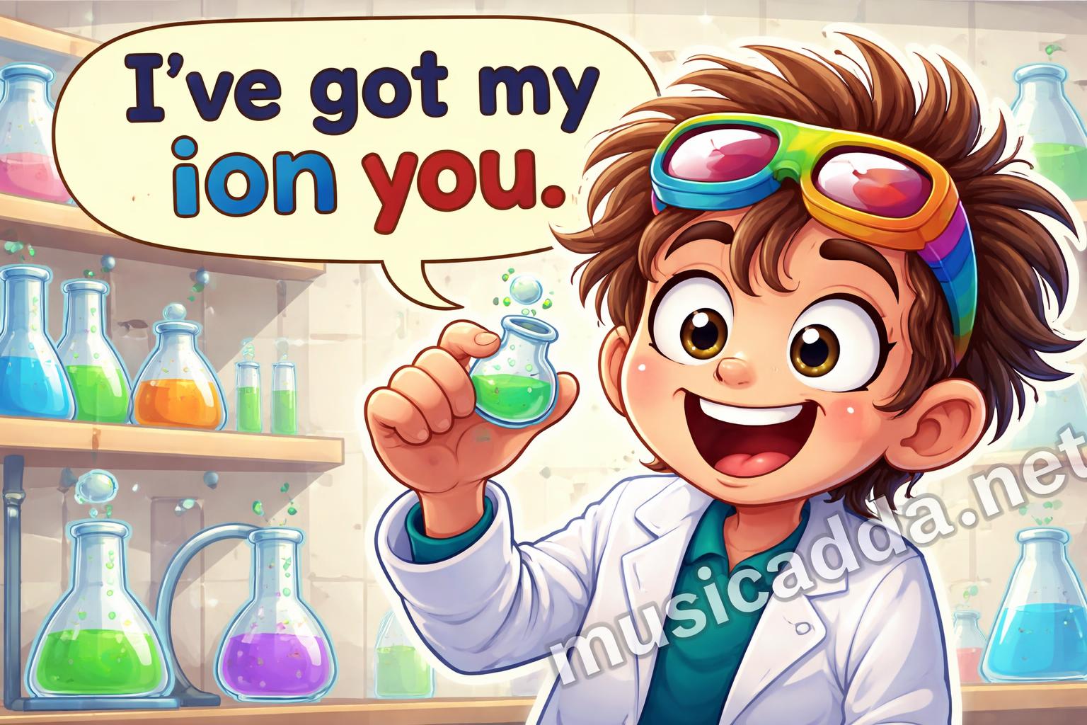 Chemistry pun lab coat character