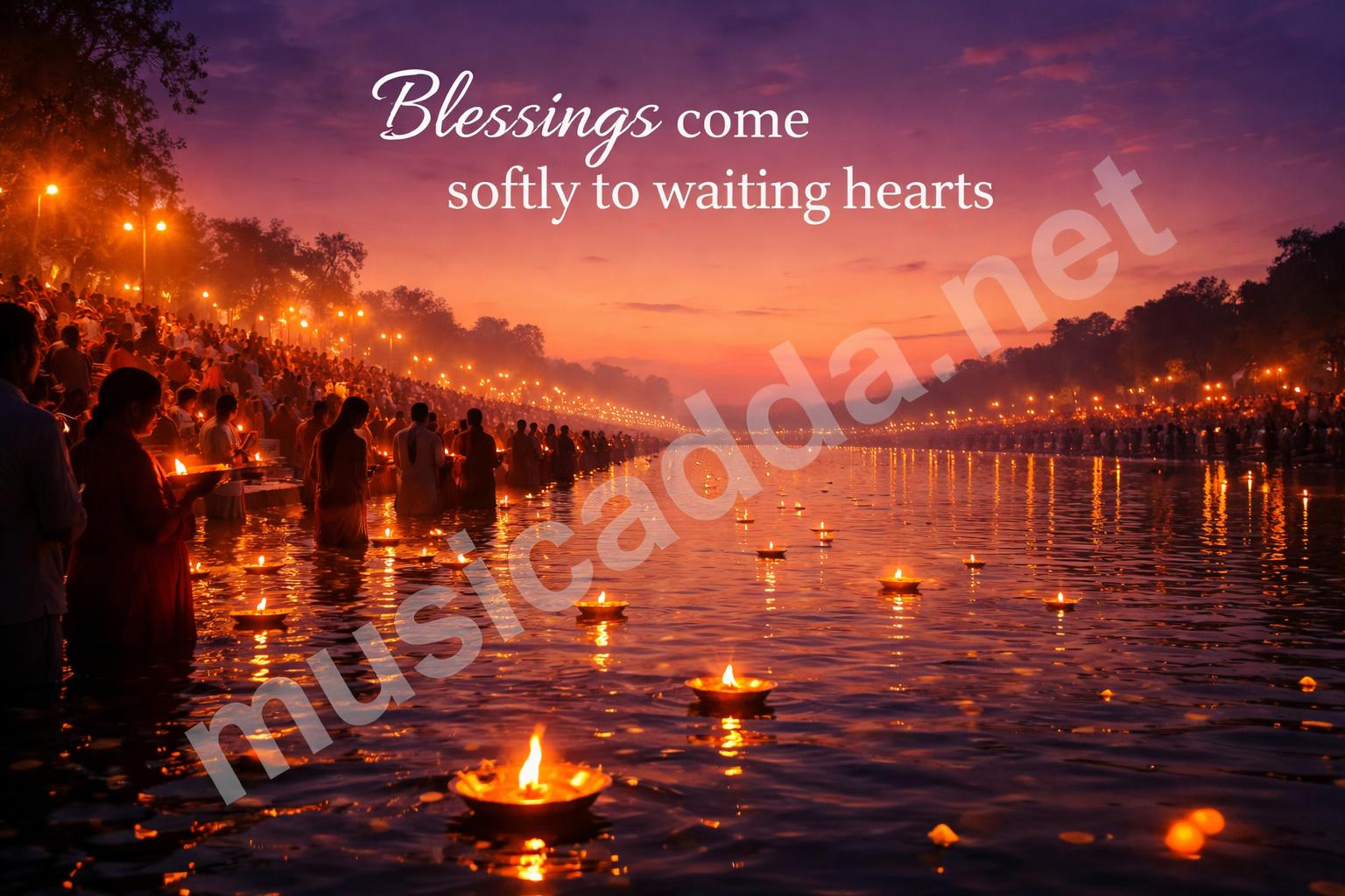 Chhath puja evening ghat prayer lights