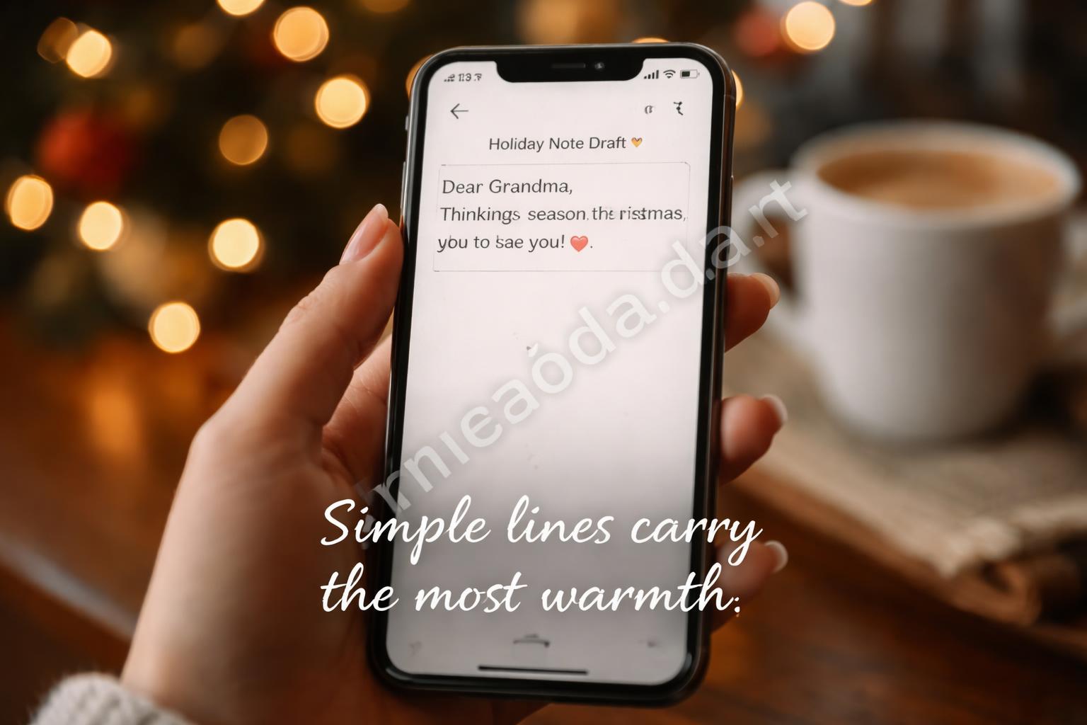 Christmas quotes on phone screen candid shot