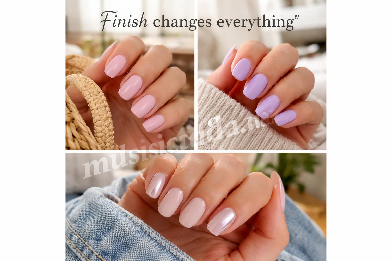 Chrome gloss matte summer nail comparison