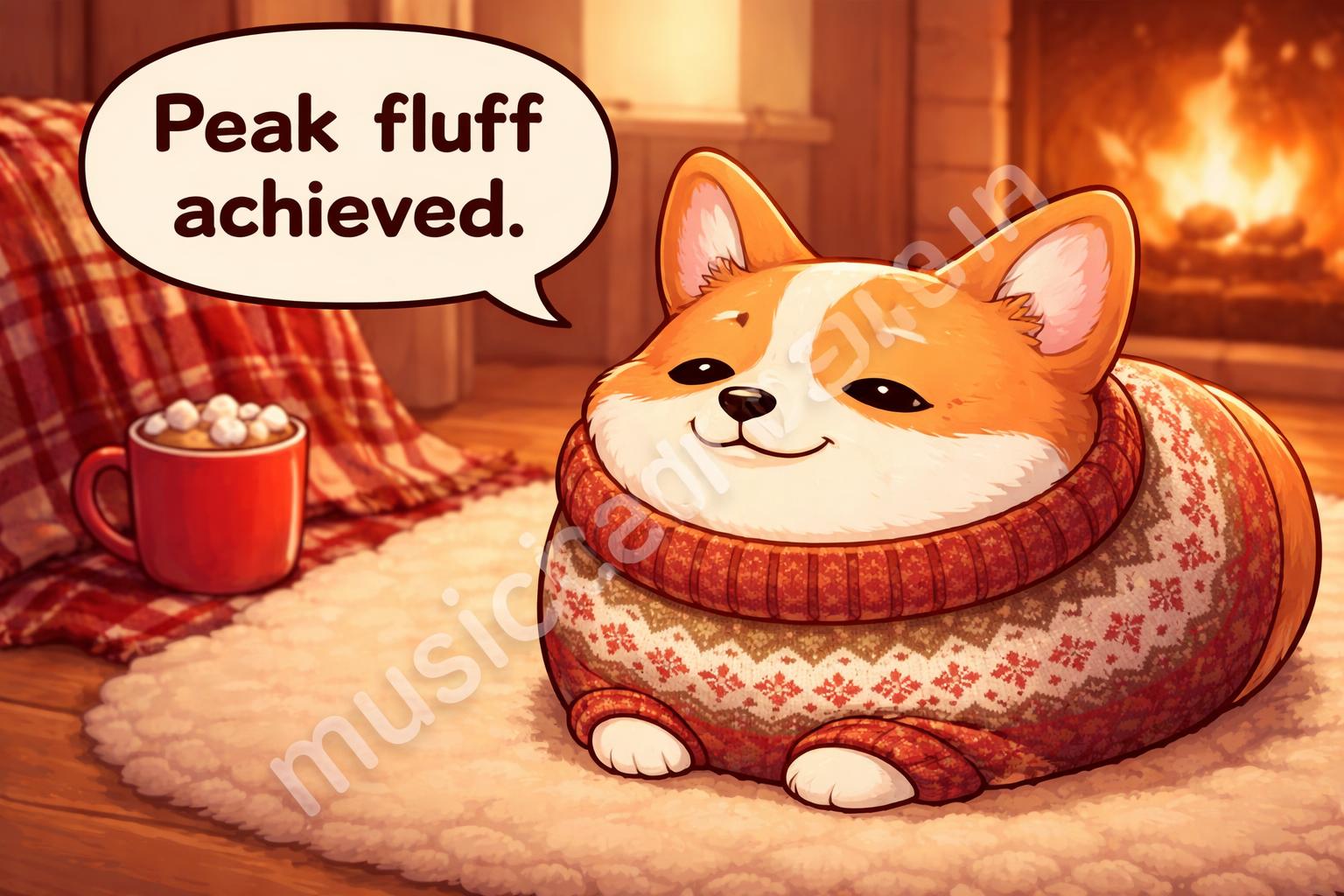 Corgi puns loaf dog sweater cartoon