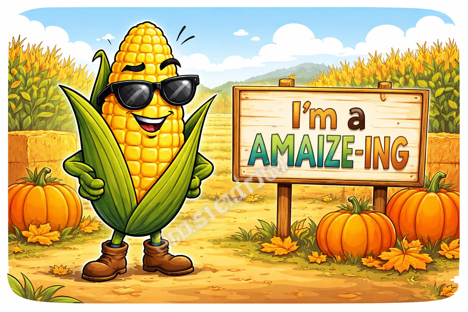 Corny fall puns harvest cartoon