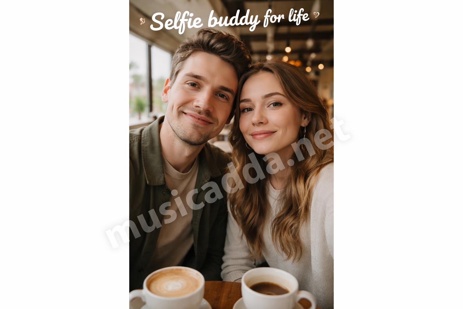 Couple selfie cute caption phone photo