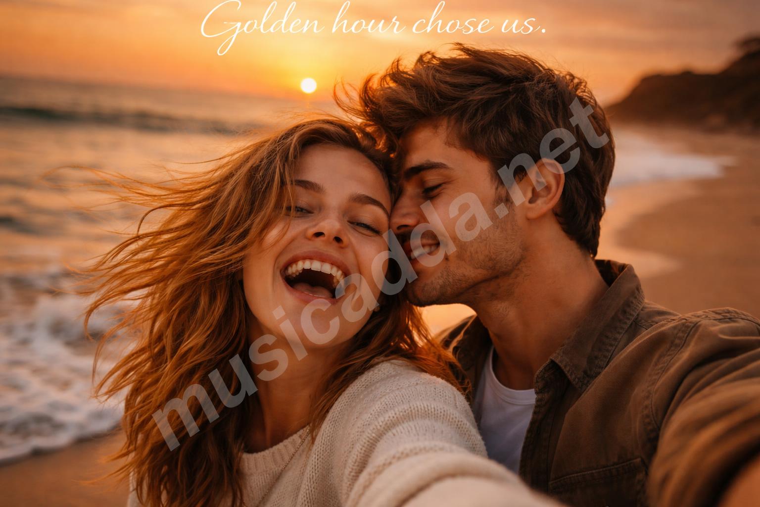 Couple sunset selfie instagram caption idea